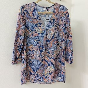 NWT Paisley Blue Blouse by ELLE Falabella Size L